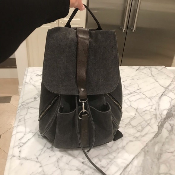 grey faux leather backpack